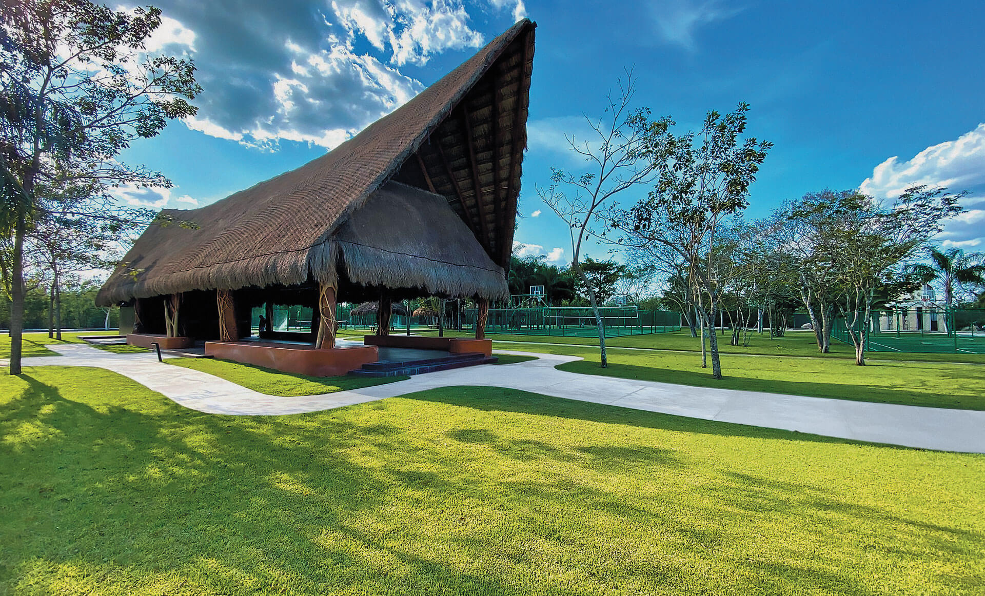área verde palapa La Reserva Yucatán